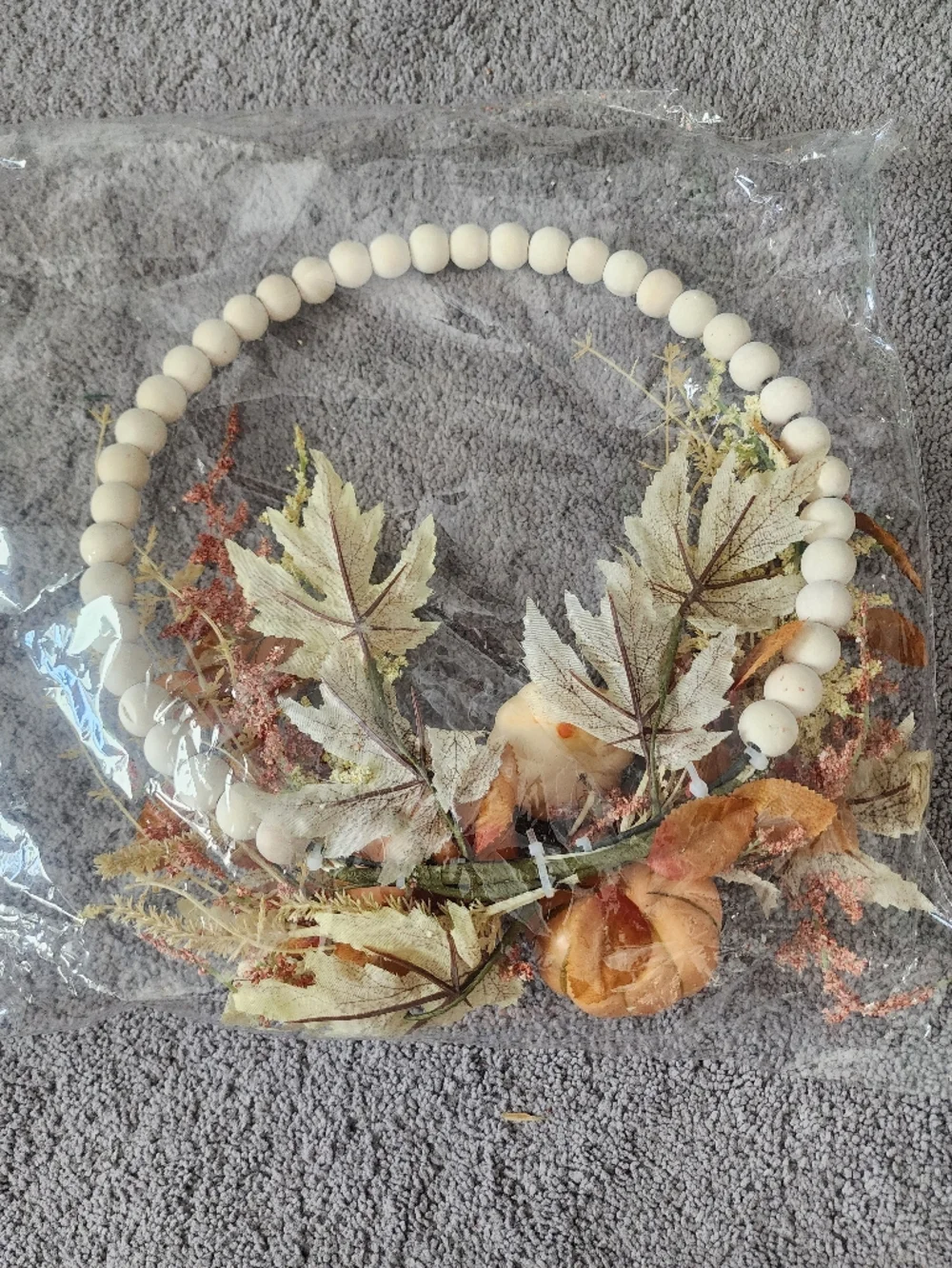 Autumn Pumpkin & Bead Fall Wreath - Neutral Rust